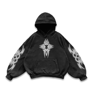 Wholesale Best Sale Custom Streetwear Oversized Hoodie Acid Wash Jesus Saint Printed Cropped Baggy Pullover Hoodies for Men - Product Image 1