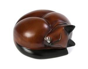 Sculpture d'art géométrique en bois écologique faite à la main, chat endormi, Art Déco, décoration intérieure, pièce d'art pour table de salon - Product Image 1