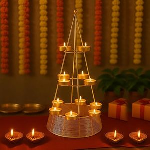Support à bougies en laiton avec 7 porte-bougies chauffe-plat, résistant à la chaleur, décoration d'intérieur - Product Image 1