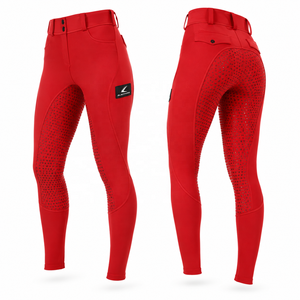 กางเกงขี่ม้าเอวสูงสำหรับผู้หญิง กระดุมผ่าหน้า ผ้ายืดสแปนเด็กซ์ ไนลอน มีกระเป๋า ความยาวเต็มตัว - Product Image 1