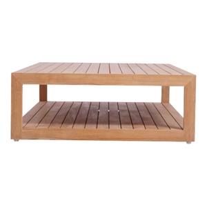 Mesa de Centro Moderna de Madera de Teca para Exteriores, Rectangular, de Doble Nivel, de Perfil Bajo, para Sala de Estar o Jardín - Product Image 3