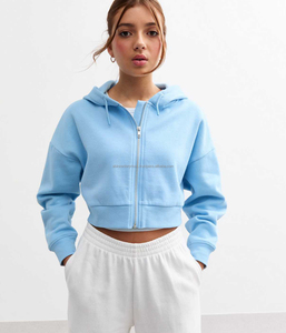 Sudadera con Capucha de Primera Calidad para Mujer, 100% Algodón, con Cierre, Logotipo Frontal, Otoño-Primavera, Color y Talla Personalizables, Tejido Transpirable y Cómodo - Product Image 1