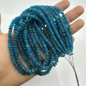 Cuentas Redondas de Apatita Azul Neón Natural, Pulidas y Mate, Cuentas de Piedras Preciosas Naturales, Tamaño 5X7MM, Longitud 16 Pulgadas, Venta al Por Mayor - Product Image 4