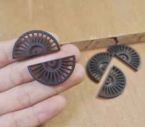<b>Wooden</b> Fan Shape Earrings Black <b>Laser</b> <b>Cut</b> Geometric Design Craft Supplies - Product Image 5