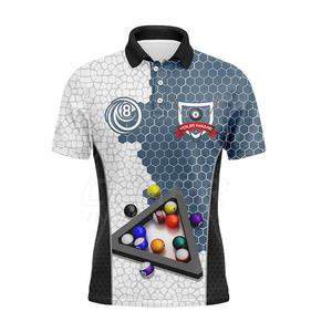 Polo de billard personnalisé avec impression par sublimation, maillot d'équipe pour les matchs, absorbant la transpiration, pour les joueurs de billard - Product Image 2