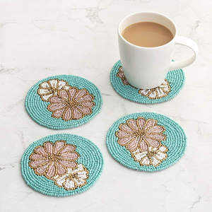 Handmade Beaded Round Coasters Luxury Table Decor Glass <b>Beads</b> Embroidery Coasters by Creative Art Zone - Product Image 6
