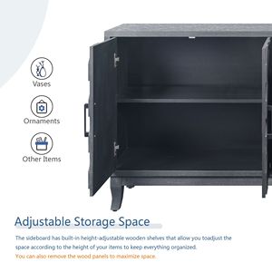 Vintage Style 4-Door Wooden Accent Storage Cabinet Thickened <b>Sideboard</b> with Lacquer Finish Stronger Buffet Design - Product Image 5