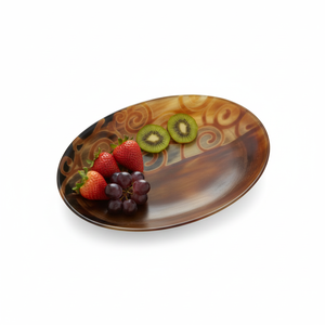 Bandeja Decorativa Portátil Hecha a Mano con Diseño Geométrico y Recubrimiento de Cuerno de Búfalo Negro Marrón Natural, Temática Animal para Servir Platos - Product Image 5