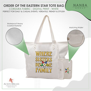 OES Where Sisters Become Family Order Of The Eastern Star Tapestry Bulk Masonic Eastern Star White Tote Bags - Product Image 3
