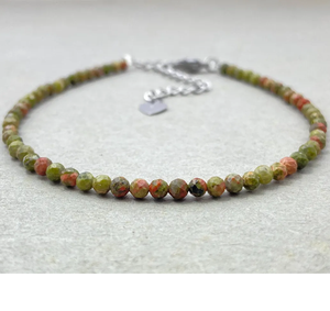 Pulsera de Unakita Facetada, Joyería Delicada con Piedras Preciosas, Cuentas Microfacetadas, Pulsera de Cristal, Joyería Minimalista, Pulsera con Piedras Preciosas Pequeñas - Product Image 6