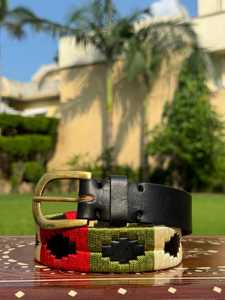 Ceinture Polo en Cuir Véritable Personnalisée OEM pour Hommes, Ceinture en Cuir Brodé Façon Gaucho, Vente en Gros Fabricant Sacs et Étuis LPB-0055 - Product Image 1