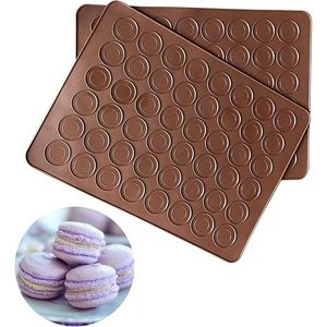 2 Non-Stick Silicone Macaron Baking Mats Food <b>Safe</b> Cake <b>Tools</b> Great for Perfecting Macaron Cookies - Product Image 1