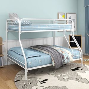 Letto a Castello in Metallo Bianco Resistente con Livello Superiore Rinforzato e Ringhiera di Sicurezza, Facile da Montare, Letti per Bambini - Product Image 2