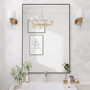 24x36 Inch Illuminated Vanity <b>Mirror</b> with Rectangular Black Metal Frame Sensor <b>Smart</b> <b>Mirror</b> for Home and Salon - Product Image 1