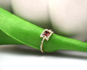 Handcrafted 18K Gold Plated 925 Sterling <b>Silver</b> Rectangle Garnet <b>Statement</b> <b>Ring</b> for Women-Wedding Engagement Anniversary Gift - Product Image 4