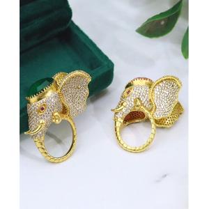 Anillo Ajustable de Moda con Moissanita Chapada en Oro de Latón de Primera Calidad, Glamuroso y Deslumbrante, para Boda y Compromiso, para Mujer - Product Image 1