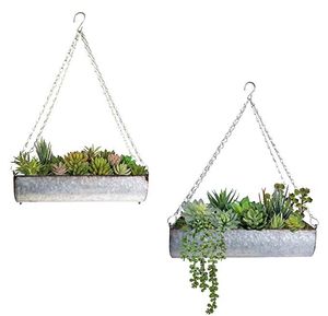 Hanging Galvanized Planter Garden Home Decoration <b>Small</b> Rustic Vintage Style Handmade Metal <b>Tin</b> - Product Image 4