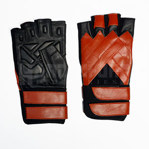 Gants de musculation demi-doigts robustes OEM en PU, unisexe, avec poignées, sangle de poignet réglable, antidérapants et rembourrés pour la gym - Product Image 1