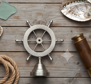 Silver Plated <b>Ship</b> <b>Wheel</b> Figurine Stainless Steel Circular Design Antique Style Home Decoration Tabletop Accent - Product Image 3