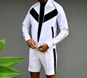 Unisex <b>White</b> Tracksuit Set Full Zip <b>Jacket</b> and Jogger Pants with Contrast Side Stripes Casual Sportswear for Spring - Product Image 6