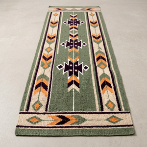 Tapis de selle d'équitation occidentale en coton avec motif géométrique vert, orange et violet - Product Image 1