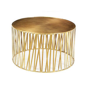 Table Basse En Verre Clair En Finition Or Meubles Rustique Antique Lit Rond Canapé Table D'extrémité Croix En Métal Moderne - Product Image 2