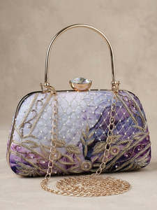 Floral Printed Embroidered Clutch Bag Women Designer Evening <b>Wedding</b> Party <b>Handbag</b> - Product Image 3