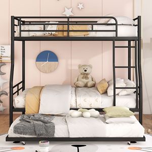 Letto a Castello in Metallo Nero XL con Letto Estraibile, Elegante e Resistente - Product Image 3