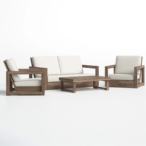 Minimalist Style Patio Garden Set with Teak Wooden Frame Material and Soft <b>Cushion</b> for Home Furniture Decoration - Product Image 1