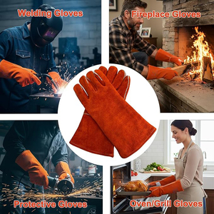Guantes de Soldadura Resistentes al Calor y al Fuego para Soldadura TIG, MIG, Stick, Guantes para Barbacoa, Horno, Parrilla, Manipulación de Animales con Forro Suave (Rojo) - Product Image 5