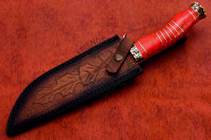 Nouvelle édition - Couteau de chasse à lame fixe en acier Damas avec manche en bois de noyer - Couteau de collection de qualité supérieure à bord tranchant pour le camping en plein air - Product Image 6