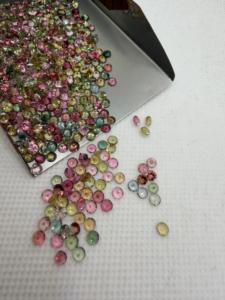 Turmalinas Multicolores Naturales de la Mejor Calidad, 3-3.5mm, Facetadas, Corte Brillante Redondo para Pulseras, Patrones Ovalados en Oferta - Product Image 3