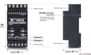 W5 Series, w5ms tín hiệu điều hòa-Đầu vào chiết áp, hai đầu ra bị cô lập, AC hoặc DC Powered khuếch đại tín hiệu (1) - Product Image 3