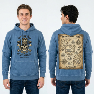 Sweat à capuche court tie-dye pour homme, imprimé graphique Cowboy Bandit Zombie, thème affiche de recherche Western, streetwear personnalisé Désertiques Mort-vivants - Product Image 2