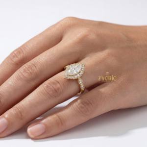 Magnifique bague de fiançailles en diamant de forme marquise cultivé en laboratoire, finition vintage Milgrain, or 14K/18K, cadeau de mariage ou de fête - Product Image 6