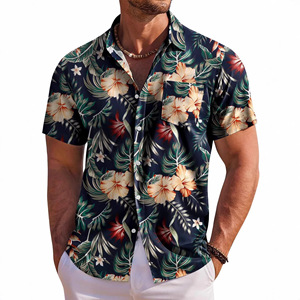 Chemises d'été pour hommes, motif floral hawaïen 3D, popeline, fourniture ODM en 4XL, anti-rides, respirantes, chemise de haute qualité - Product Image 4