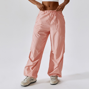 Wide Leg Casual Jogger Pants 100% High Quality Sweatpants Drawstring Custom Women <b>Flare</b> Cargo women's Sweatpants for sale - Product Image 3