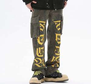 กางเกงยีนส์ผู้ชายสไตล์วินเทจแบบสั่งทำพิเศษ ทรงสกินนี่ขาบาน แต่งขาดและทำลายแบบดิสเทรส - Product Image 6