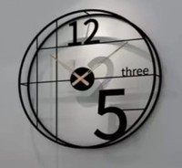 Horloge murale analogique en métal de qualité supérieure, design moderne, fonctionne à piles, mouvement silencieux, grande taille, décoration pour salon et salle à manger