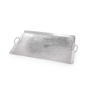 Bandeja de Servir Rectangular de Metal Dorado de Lujo con Asas de Anillo, Decorativa, Martillada a Mano, para Mesa de Centro, Otomana, o para Servir Comida - Product Image 4
