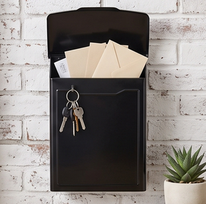 Boîte aux lettres murale noire galvanisée de qualité supérieure avec accès par le haut, design étanche pour la livraison de courrier en extérieur - Product Image 6