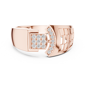 Diamond Studded Geometric <b>Open</b> Signet <b>Ring</b> in Rose Gold for Men Modern Luxury Statement Jewelry Design - Product Image 2