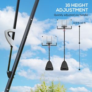 Sistema de Baloncesto Independiente 5/10 con Tablero Resistente a Impactos de 44 Pulgadas, Sistema de Rebote y Ruedas, Equipo de Cancha Independiente - Product Image 3