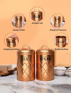 Dernière Tendance : Contenant et Pot de Cuisine en Métal avec Finition Cuivre Vieilli pour Stocker les Snacks et Biscuits Faits Maison avec Couvercle Hermétique - Product Image 4