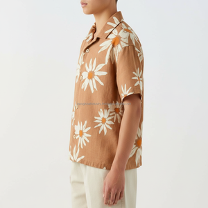 Chemise à col cubain pour homme, à manches courtes, à motifs floraux, respirante, sur mesure, OEM, vente en gros - Product Image 4