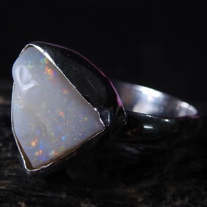 Anillo de Ópalo Plateado Natural Australiano Pulido, Clásico, para Regalo de Boda o Fiesta, para Ella, Joyería de Moda, Nueva Llegada - Product Image 1
