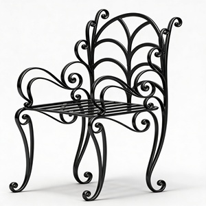 Hand Forged Wrought Iron Outdoor <b>Chair</b> Powder Coated Heavy Duty For <b>Garden</b> Furniture Wholesale Vietnam Manufacturer - Product Image 2