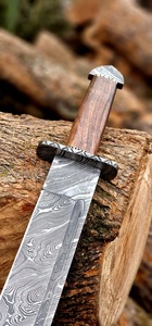 Épée viking en acier de Damas, lame droite, manche en bois, épaisseur 0,6 mm, qualité DIY, lame simple - Product Image 2