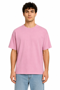 Men's Oversized Pink T Shirt Heavyweight Cotton Crew Neck Half Sleeve Casual Tee Premium Solid Color Basic T Shirt Relaxed Fit S - Product Image 1