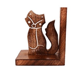 Porte-livres en bois sculpté à la main en forme d'éléphant, support décoratif pour livres, en bois massif, pour la maison, le bureau, la bibliothèque, la décoration d'étagères - Product Image 4